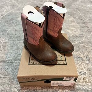 Smoky Mountain Boots Brown Pink Toddler Size 8 Cowgirl Gently Used